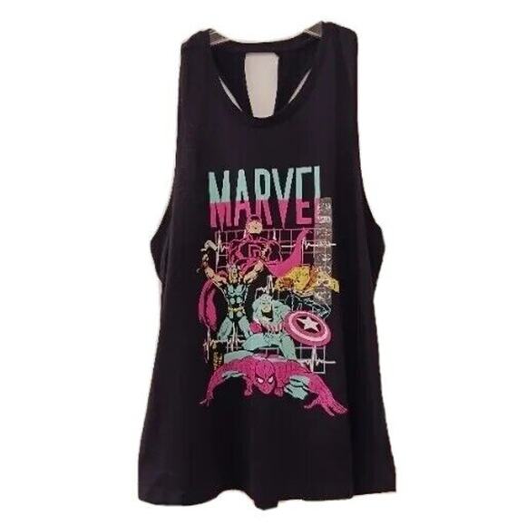 Marvel Comics Tank Top Sz XL Black Open Racer Back Sleeveless Graphic Print NEW - Picture 1 of 13